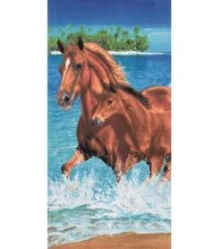 Dohler Horses In Water Beach Towel 30" X 60"