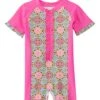 Girls' UPF 50+ Turkish Rose S/S Rashguard Onesie (6-24mos)