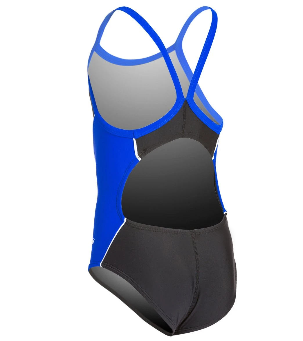 Girls' Team Color Block V-2 Back One Piece Swimsuit - Image 2