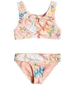 Roxy Girls' Friendly Story Two Piece Crop Top Bikini Set