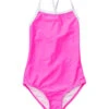 Girls' Neon Queen Pink X Back Tie Swimsuit (Little Kid, Big Kid)