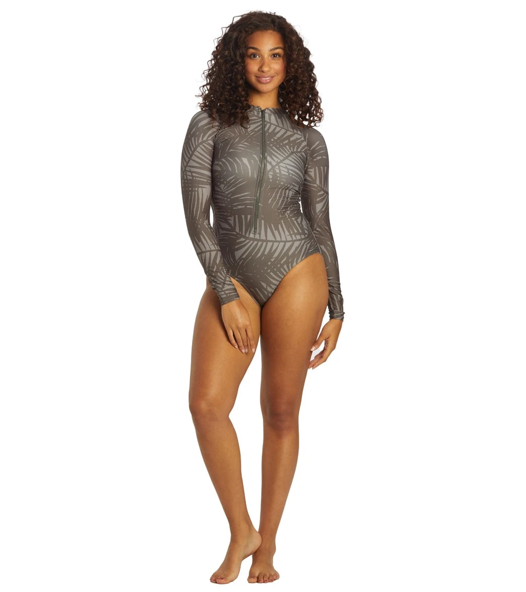 Sporti X Stef Corgel Manhattan Beach Palm Shadow Zip Front Long-Sleeve One Piece Swimsuit - Image 8