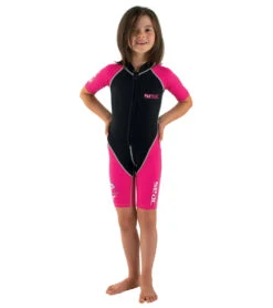 Girls' 1.5mm Short Sleeve Dolphin Springsuit Wetsuit