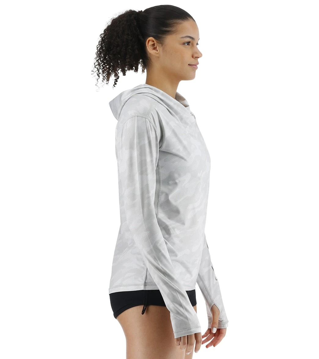 TYR Women's Camohex SunDefense Long Sleeve Hooded UPF 50+ Swim Shirt - Image 2