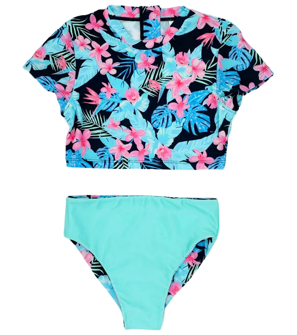 Girls' Reversible Two Piece Rashguard Set (Toddler, Little Kid, Big Kid) - Image 3