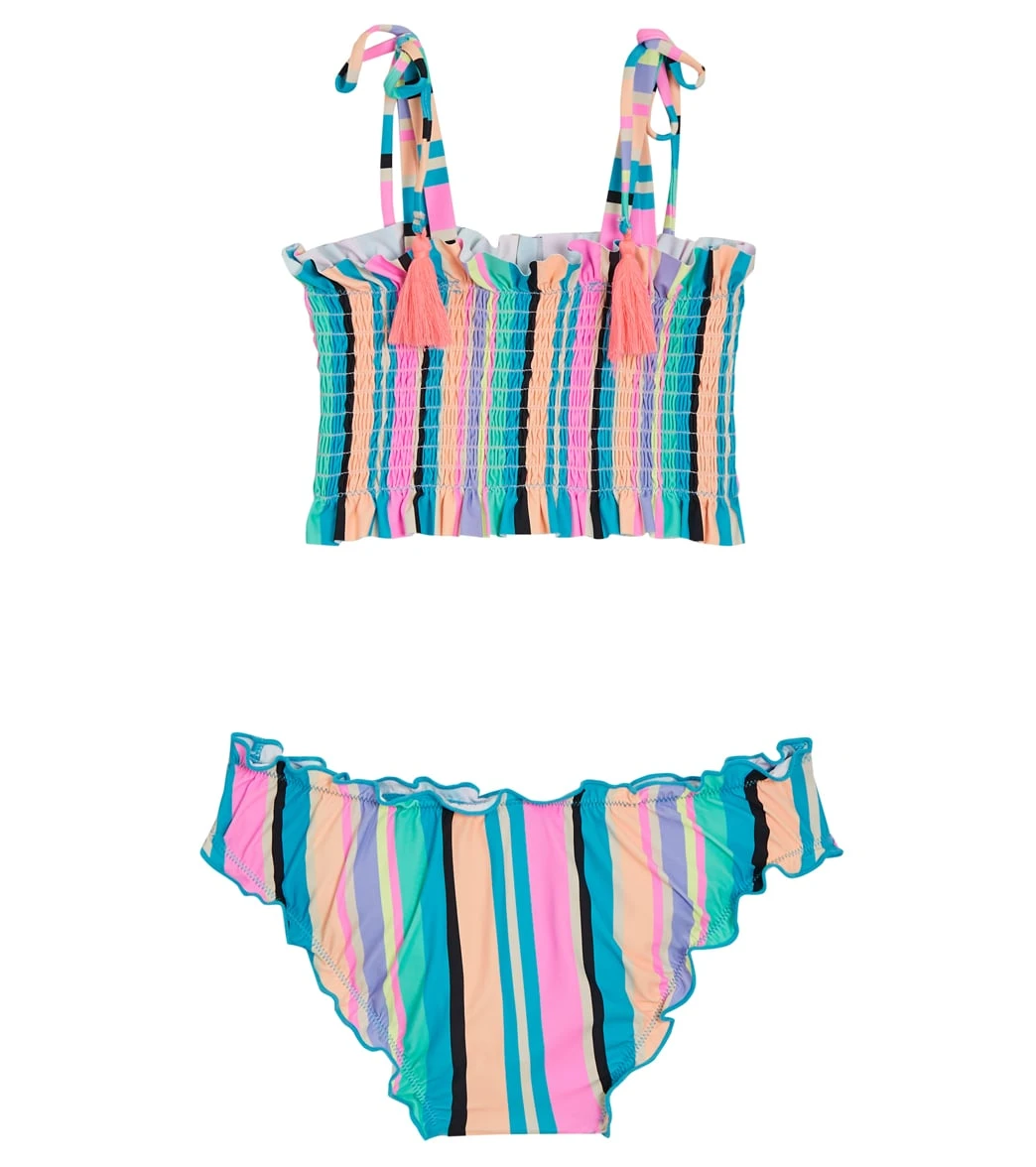 Girls' Playa Stripe Smocked Two Piece Bikini Set (Big Kid) - Image 2